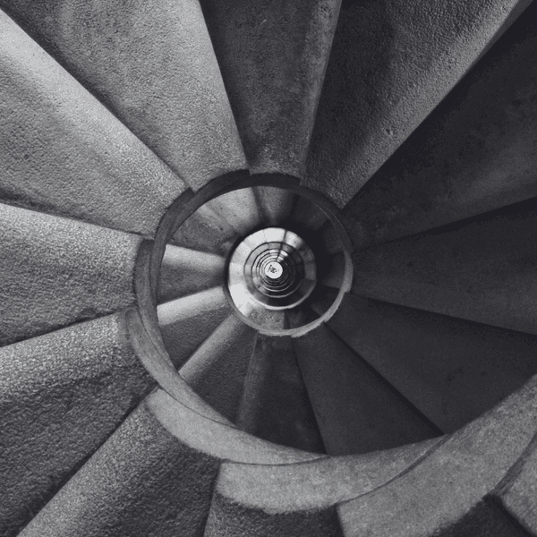 Spiral staircase viewed from below